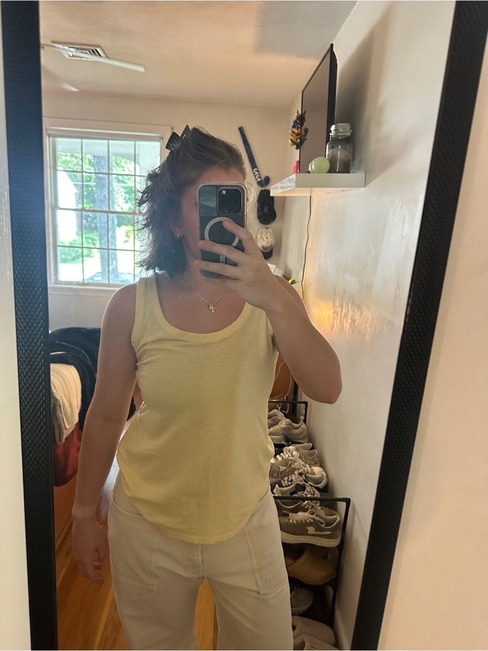 LOFT Pale Yellow Scoop Neck Tank Top